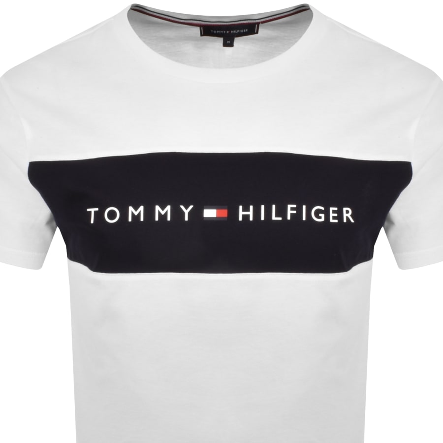 Tommy Hilfiger logo stripe lounge T shirt in White